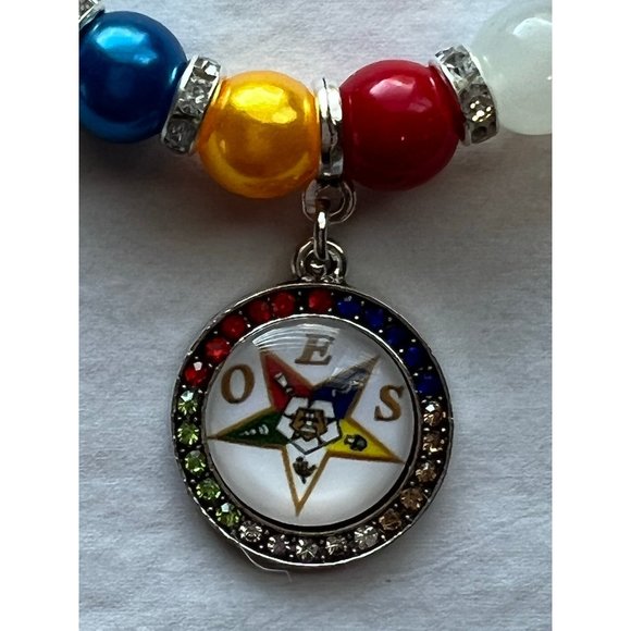 Eastern Star Beaded Elastic Bling Charm Bracelet - Picture 9 of 11